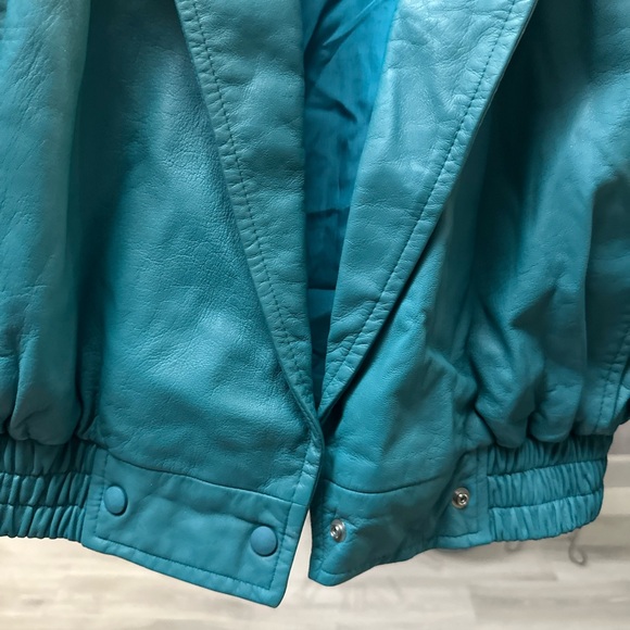 Danier - Vintage 80s Blue Leather Jacket - Picture 4 of 5